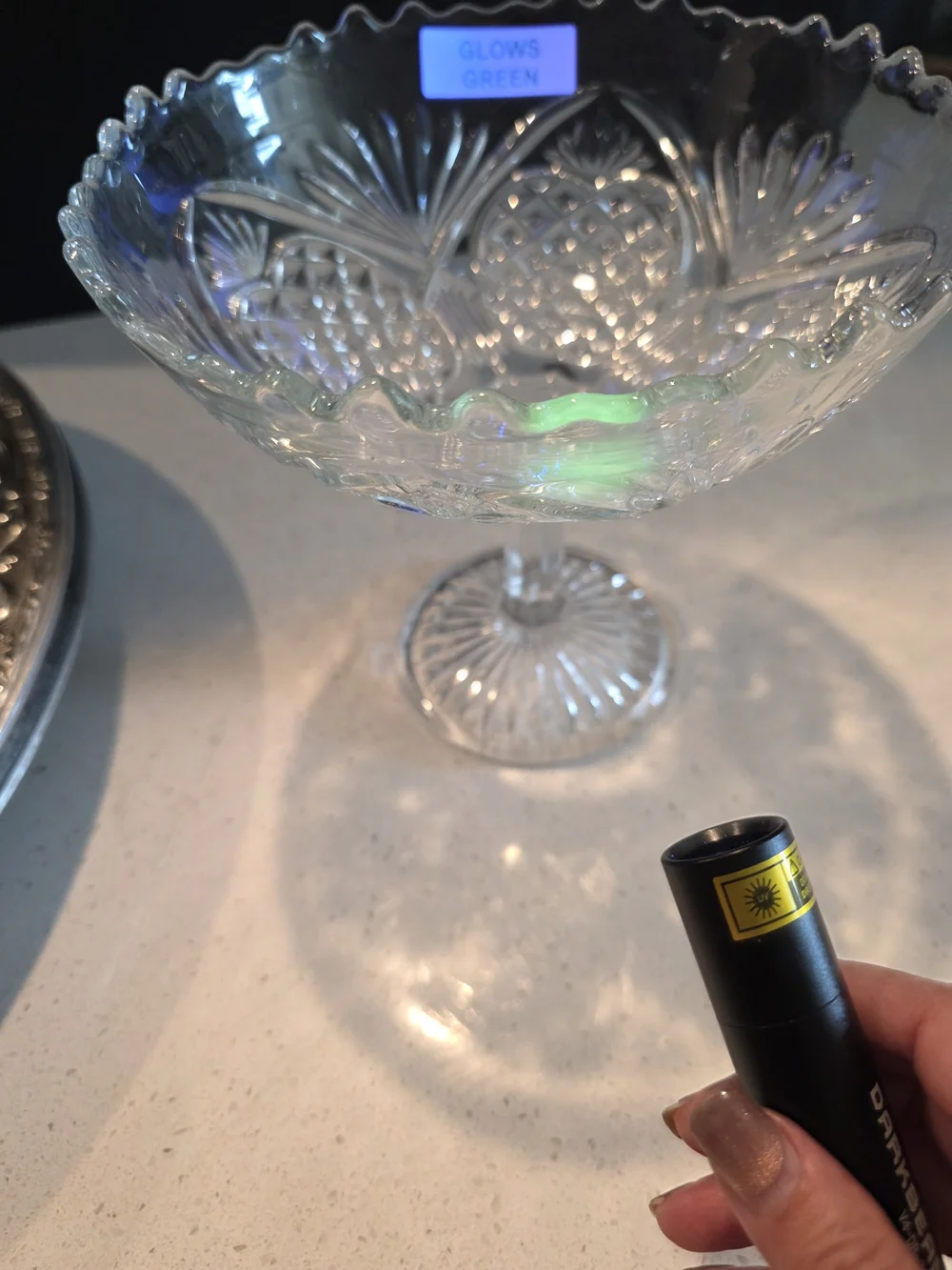 Uranium Glass Pedestal Bowl